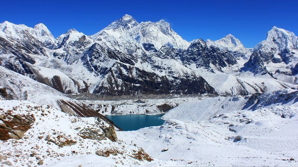 Mount Everest from Renjo La above Gokyo Valley