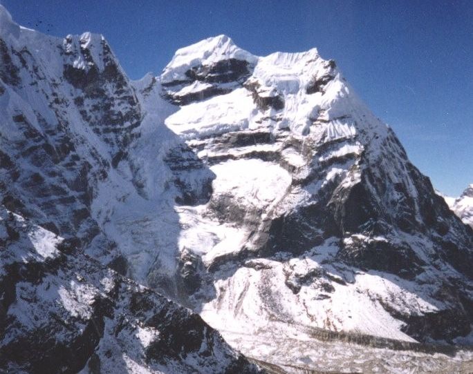 Mera West Peak on ascent to Mera La from the Hinku Valley