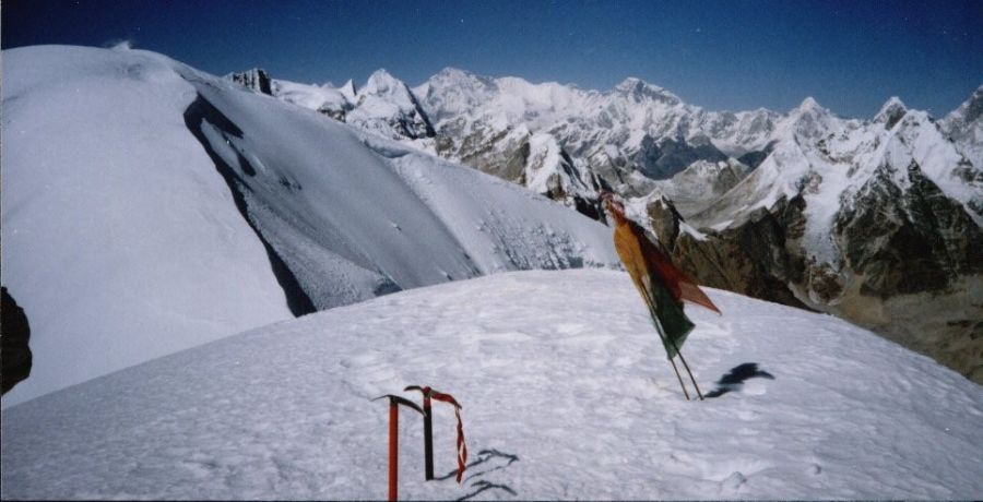 Cho Oyu and Gyachung Kang from summit of Mera Peak