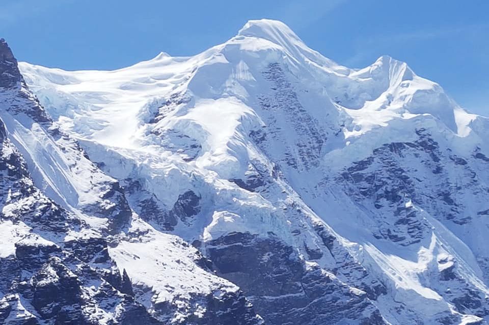 Mera Peak on ascent to Mera La from the Hinku Valley