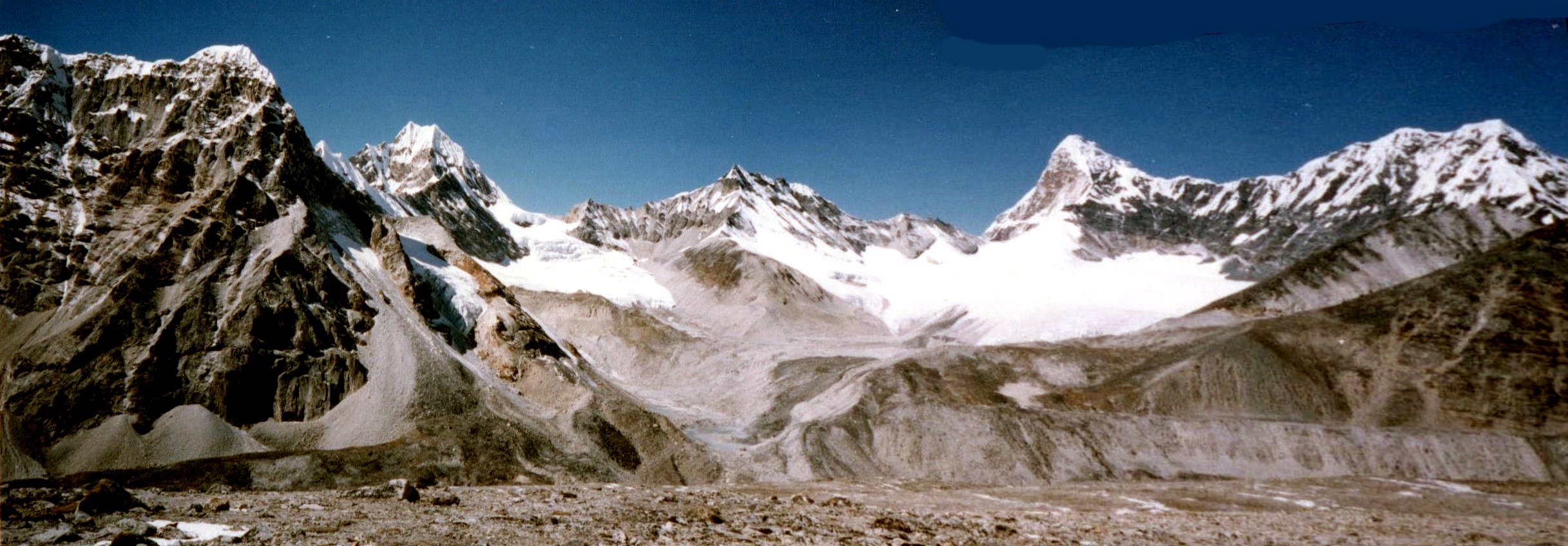 View from Rock Peak of Mingbo La and Ama Dablam