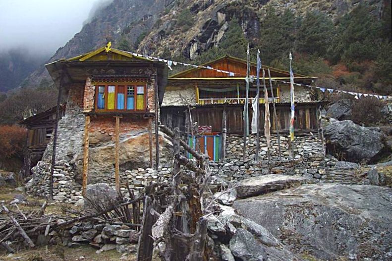 Gompa in the Ghunsa Khola Valley in the Kangchenjunga region of the Nepal Himalaya