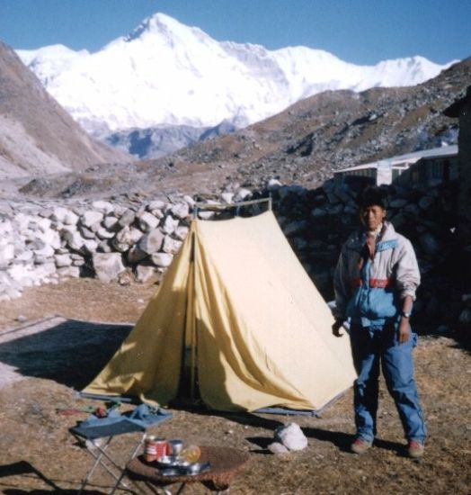 Cho Oyu from camp at Gokyo Village