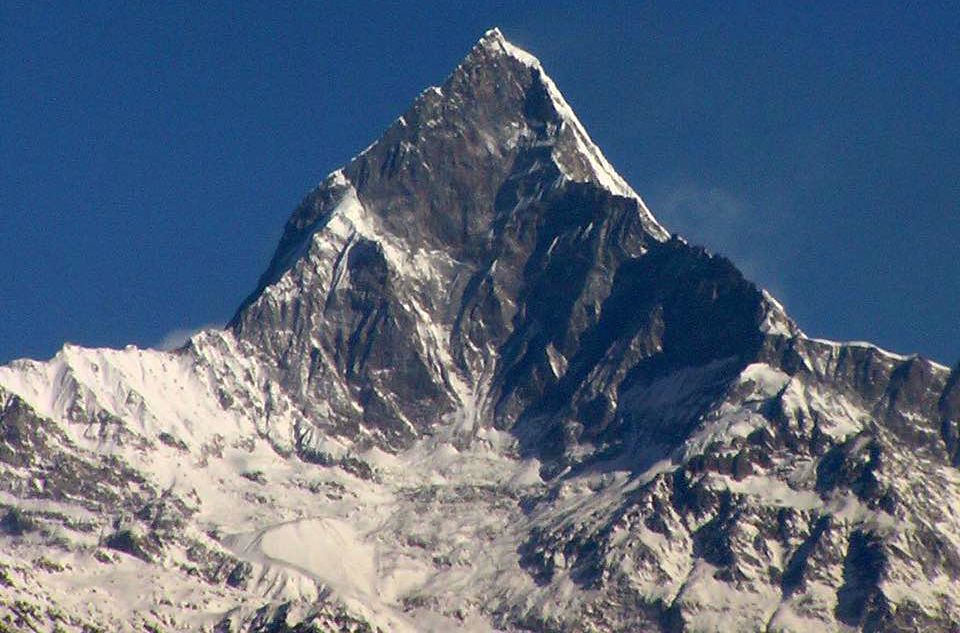 Macchapucchre and the Annapurna Himal on descent from Rambrong Danda