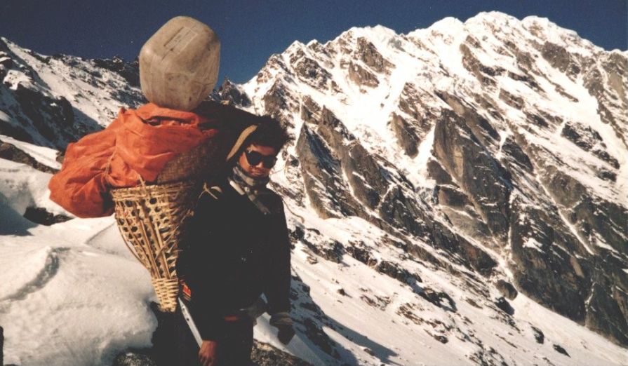 Baudha Peak from Rupina La on Circuit of Mount Manaslu in the Nepal Himalaya