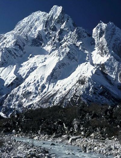 Mt.Phungi from camp at Phedi beneath Larkya La