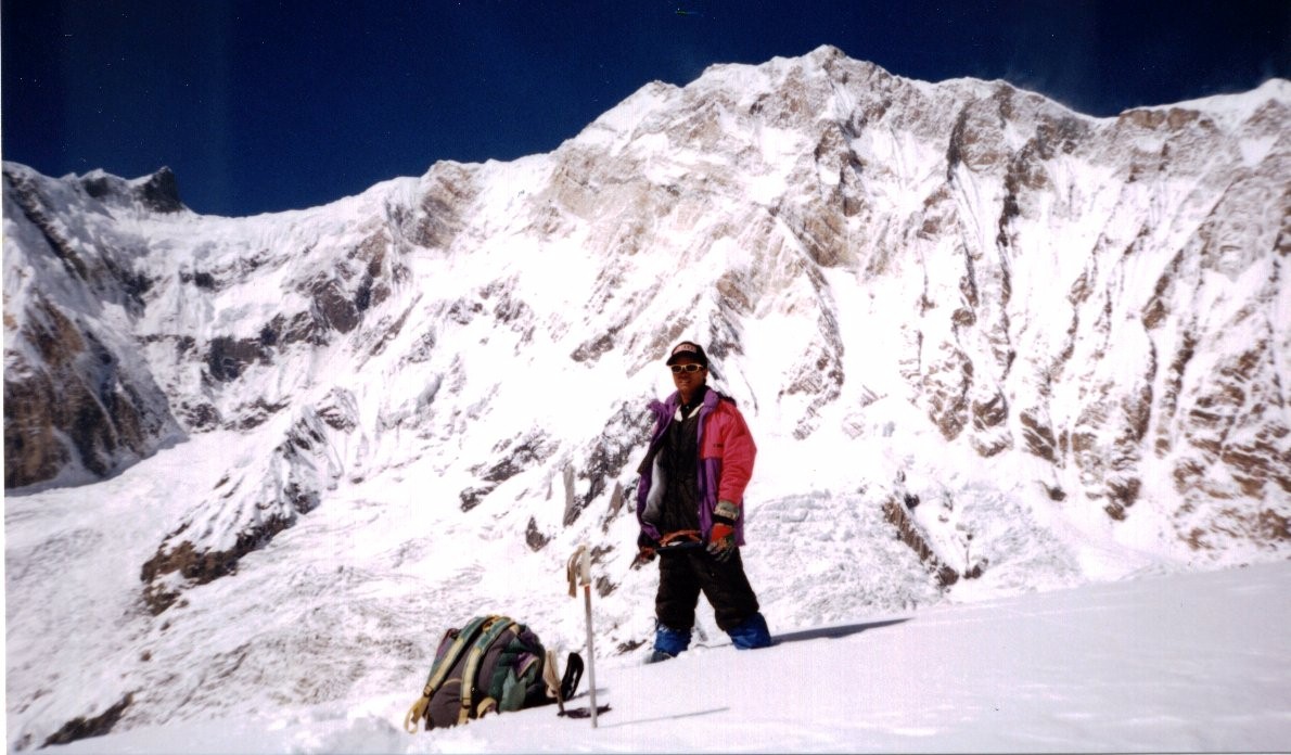 Mount Annapurna I from summit of Rakshi Peak