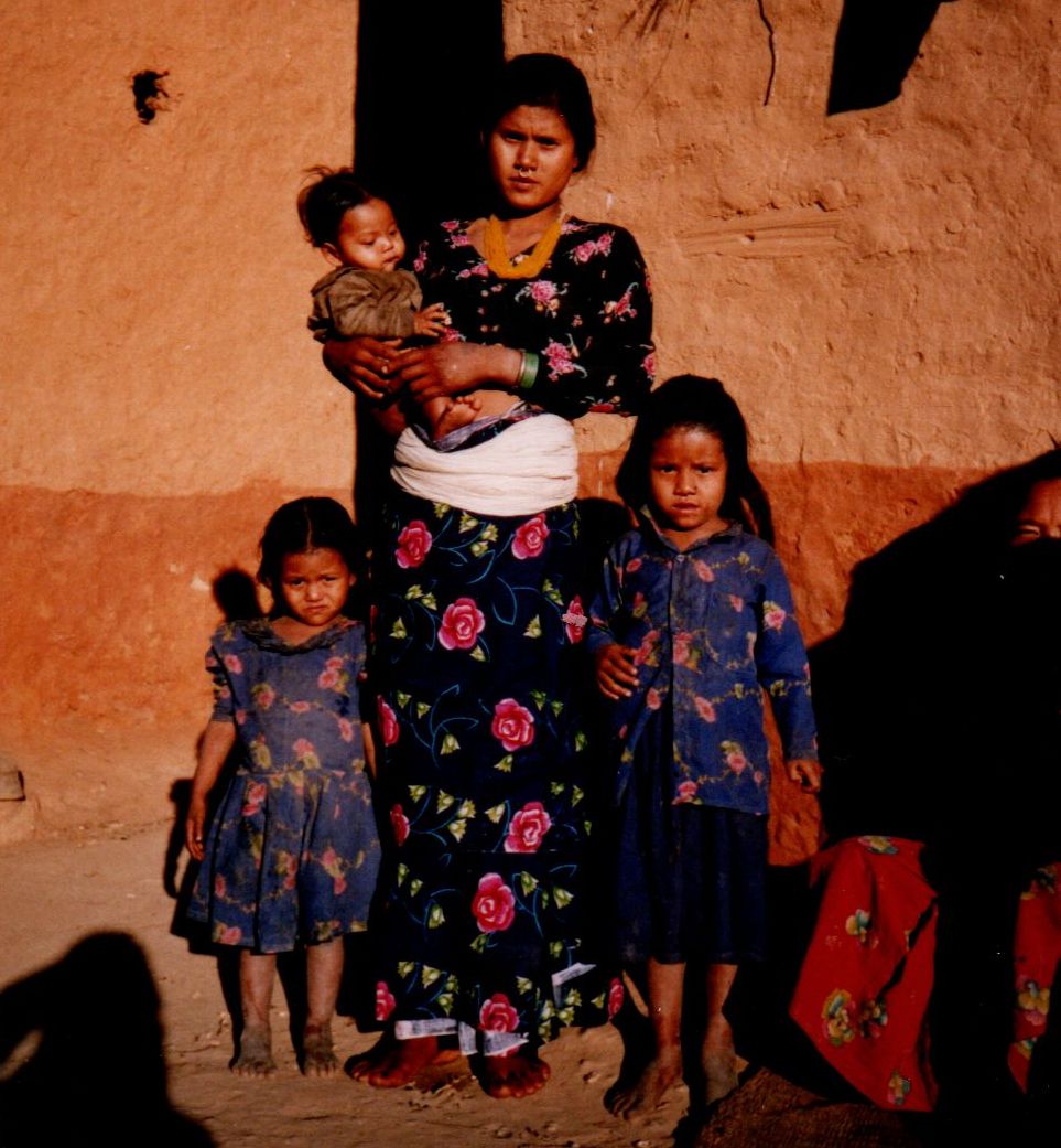 Nepalese Mother and Children in Sun Khosi village