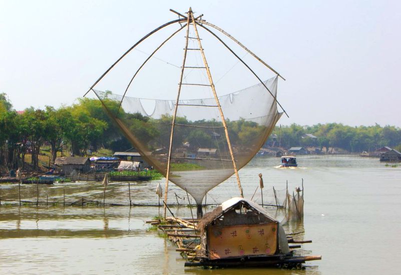 Giant Fish Trap on Stung Sangker River in NW Cambodia