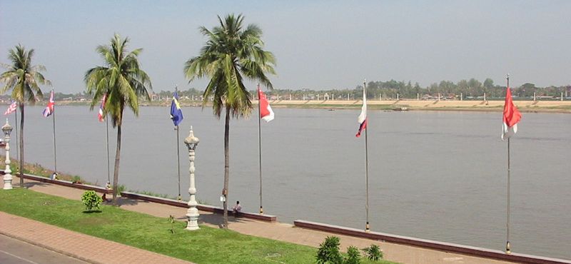 Riverfront along Tonle Sap River in Phnom Penh