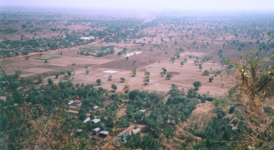 View of Countryside from Phnom Sampeau ( Ship Hill ) near Battambang in NW Cambodia