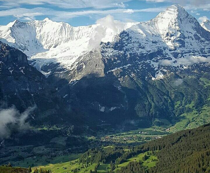 Eiger North Face and Mittellegi Ridge in the Bernese Oberlands of the Swiss Alps