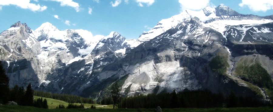 Bluemlisalp and Doldenhorn above Kandersteg in the Bernese Oberlands region of the Swiss Alps