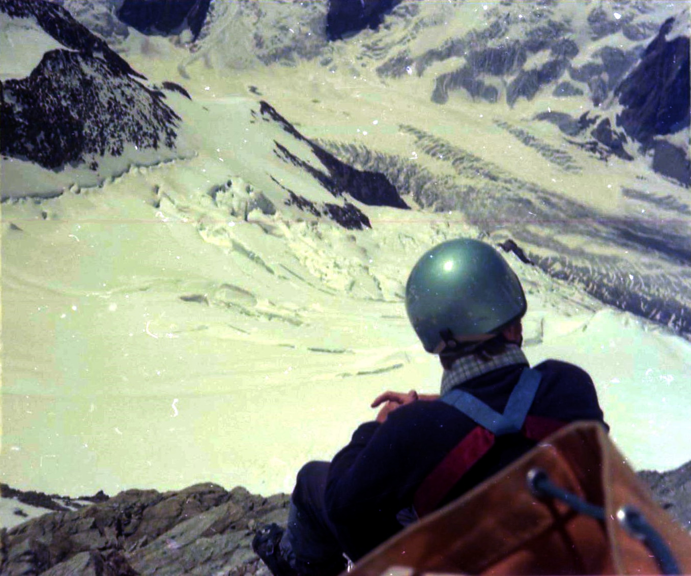 On the Schrecksattel of the Schreckhorn in the Bernese Oberland of Switzerland