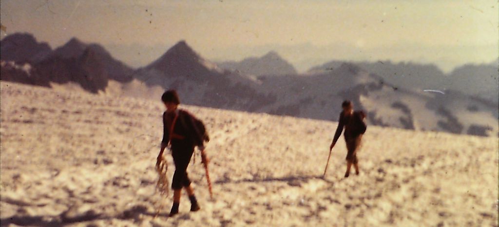 Traversing plateau towards summit dome of the Gross Venediger