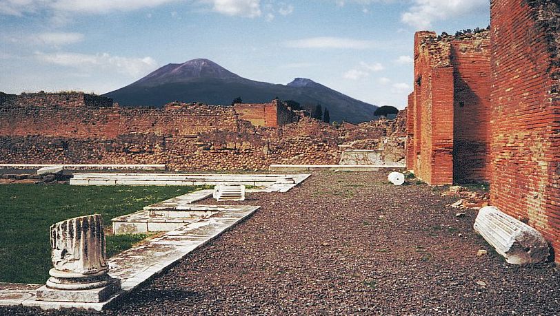 Mount Vesuvius from Pompeii in Italy