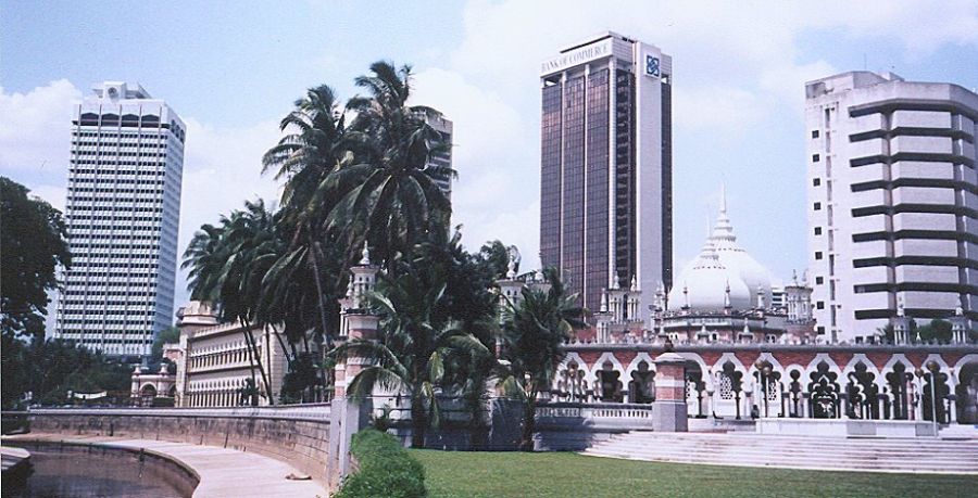 High rise buildingssurrounding Masjid Jame ( The Friday Mosque ) in Kuala Lumpur