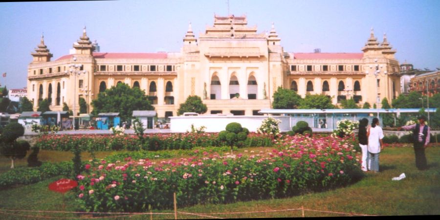 City Hall from Mahabandoola Park in Yangon ( Rangoon ) in Myanmar ( Burma )