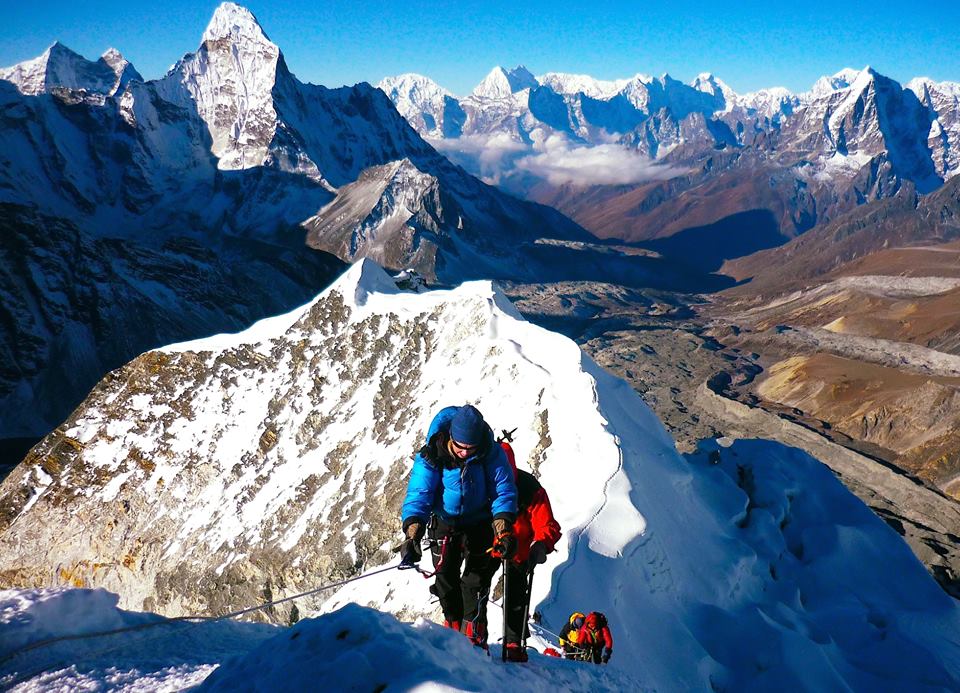 Ama Dablam from Island Peak ( Imja Tse ) in Khumbu region of the Nepal Himalaya