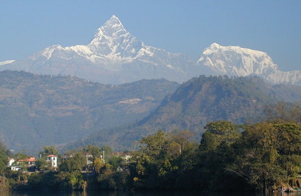 Macchapucchre ( Fishtail Mountain ) and Annapurna III from Pokhara