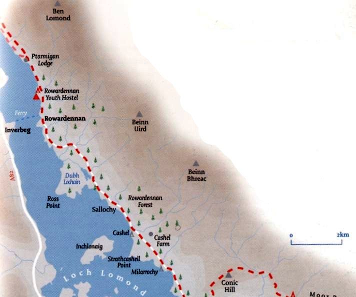 Map of West Highland Way and Beinn Uird