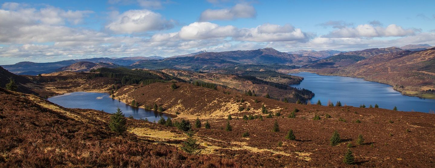 Lochan Balloch and Loch Venacher from Ben Gullipen
