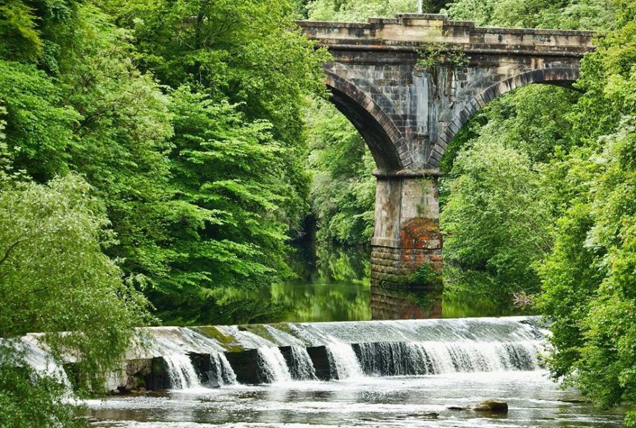 Railway Bridge above weir on River Avon