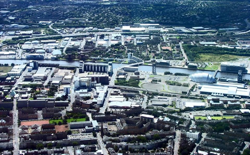 Aerial view of the River Clyde in Glasgow