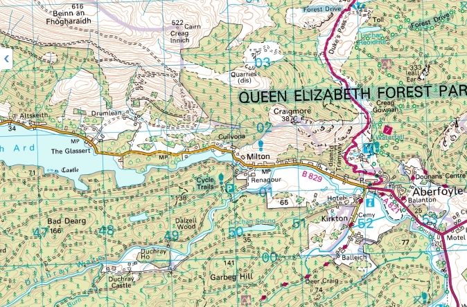 Map of Aberfoyle and surroundings