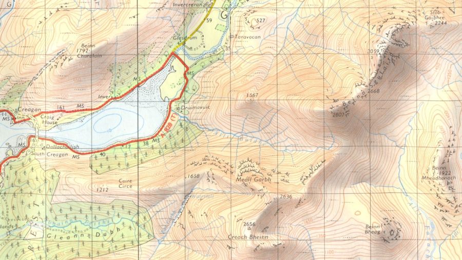 Map of Creach Bheinn and Beinn Sgulaird