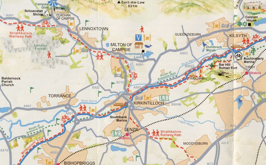 Location Map of Auchinstarry Basin on the Forth & Clyde Canal at Kilsyth