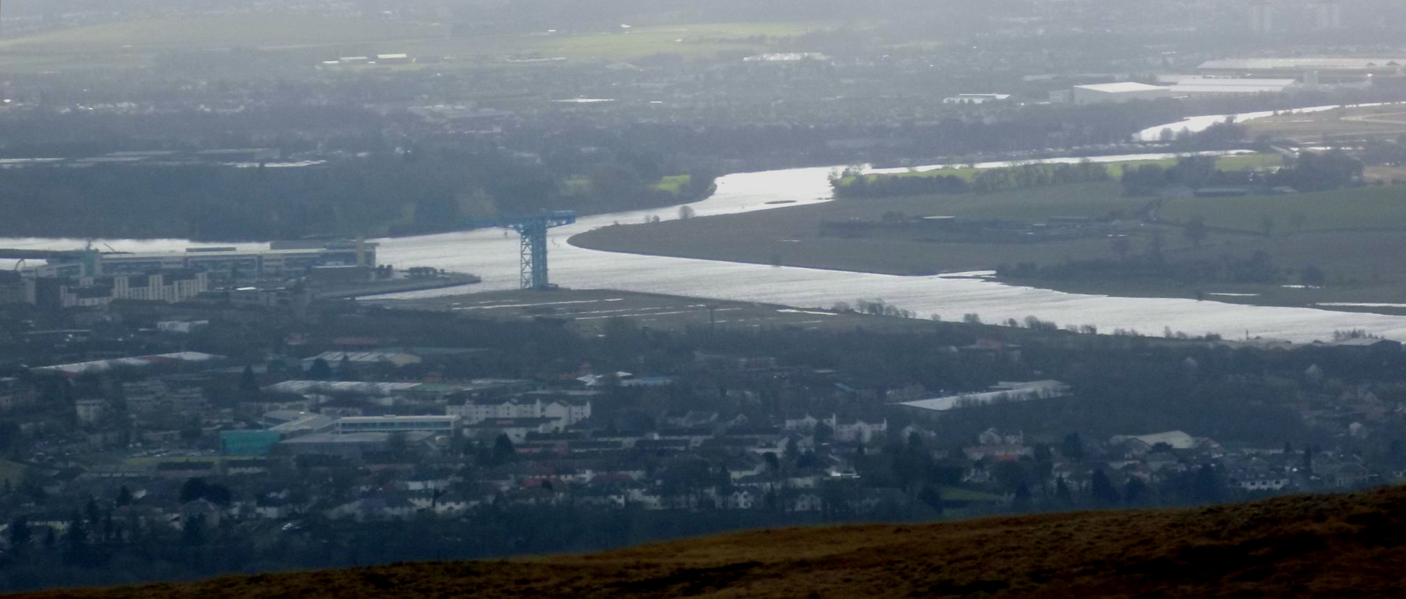 Titan Crane on River Clyde at Clydebank from Cochno Hill