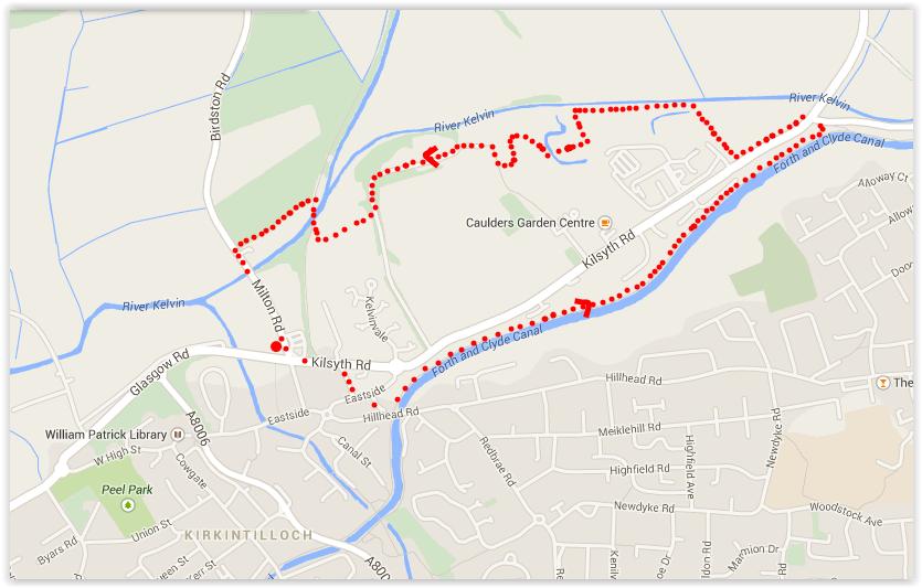 Map of circular walk at Kirkintilloch