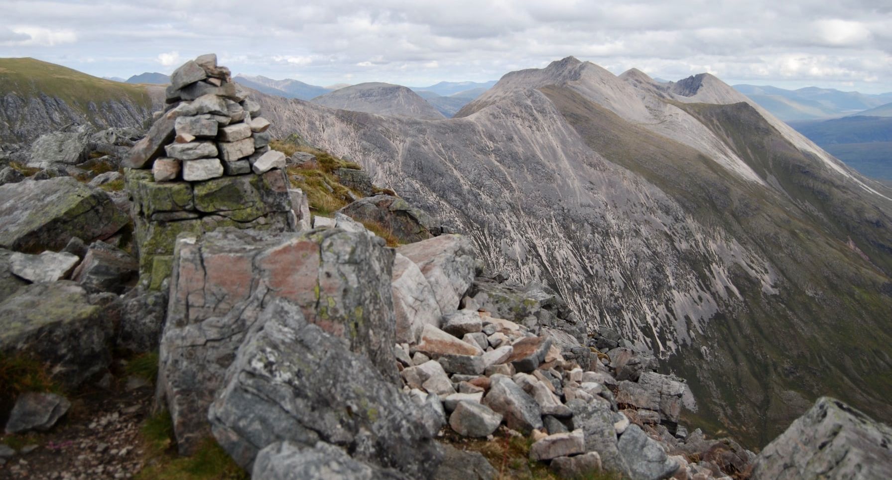 Beinn Eighe summit ridge from Liathach in Torridon Region of NW Scotland