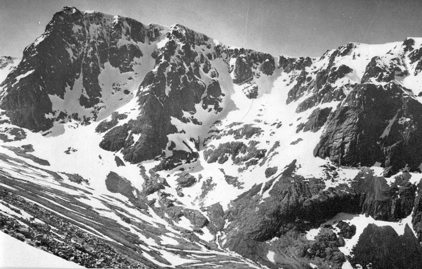 Snow-filled gullies on Ben Nevis