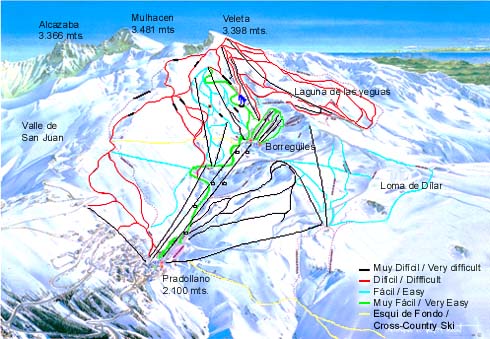 Ski Runs at Solynieve in the Sierra Nevada of Southern Spain