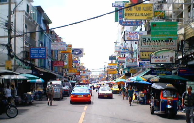 Khao San Road, a Backpacker centre, in Banglamphu in Bangkok