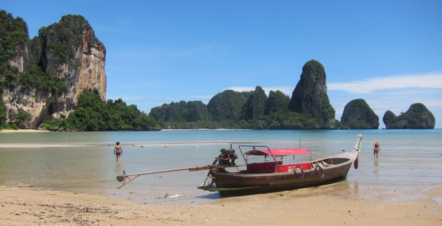 Long-tailed Boat at Phra Nang near Krabi in Southern Thailand