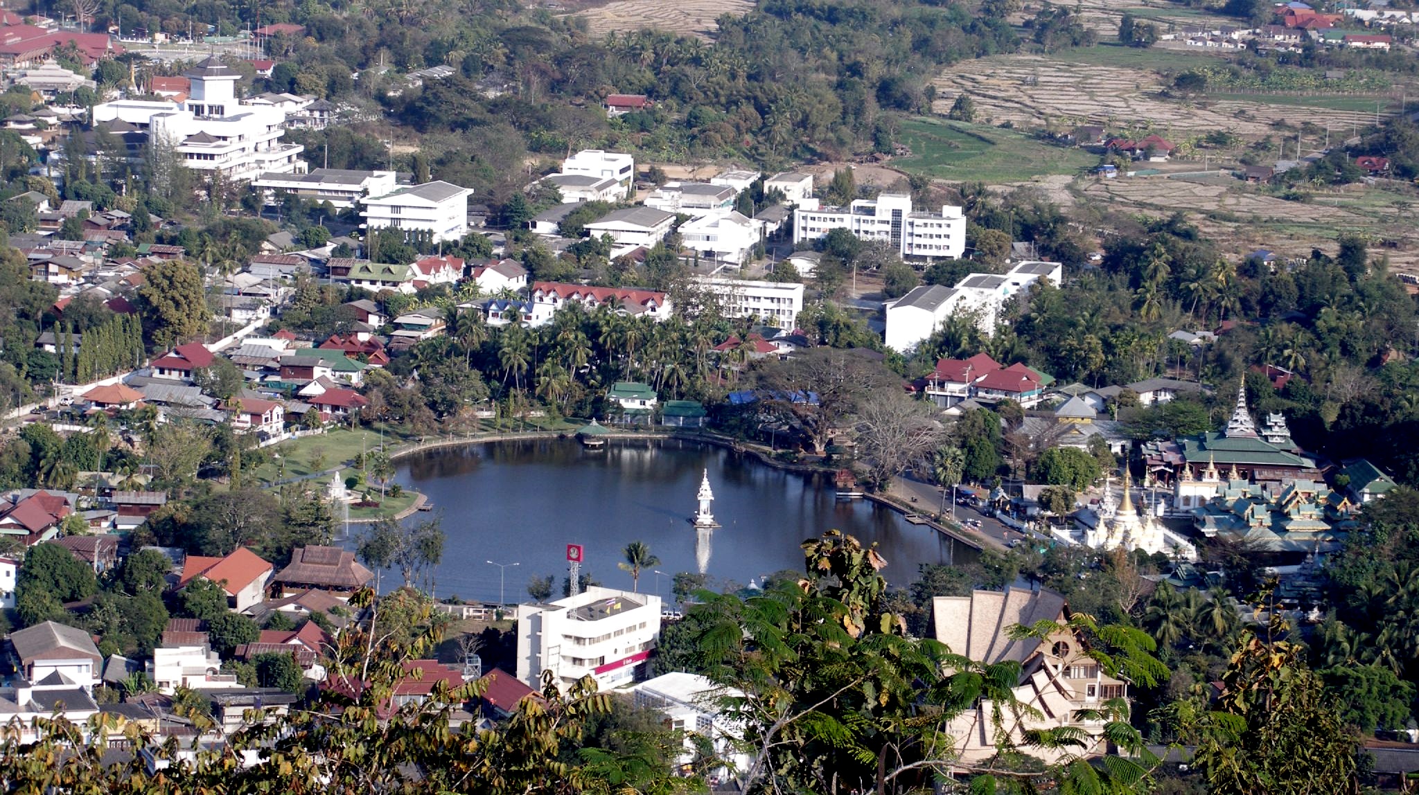 Aerial view of Mae Hong Song in Northern Thailand