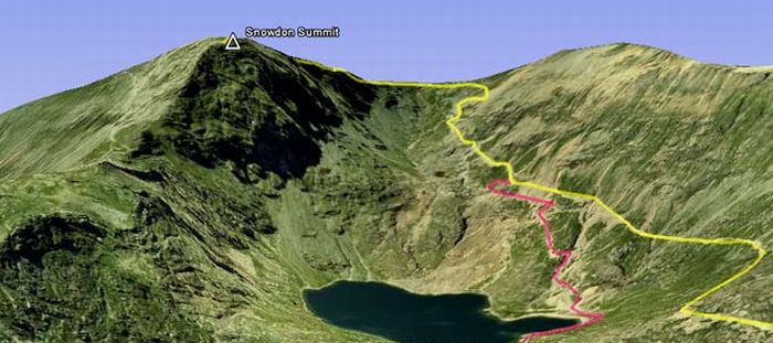 Ascent routes on Snowdon