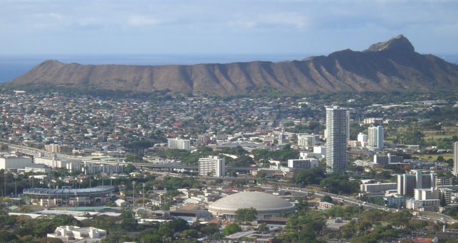 Diamond Head above Honolulu on Hawaii